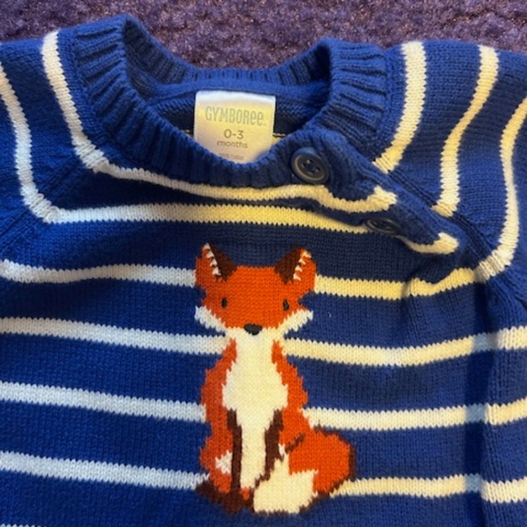 Gymboree Blue stripe Fox Sweater - 0-3 month - Picture 3 of 3